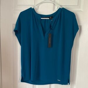 Tahiti Blue V-Neck Blouse